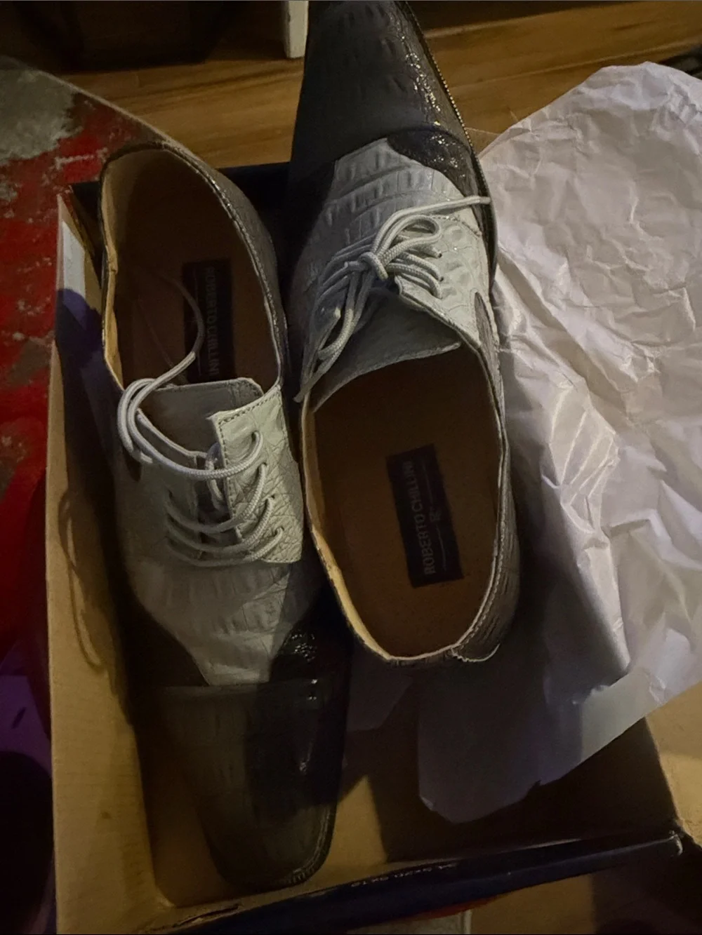 Roberto Chillini Men’s Gray Textured Dress Shoes – Size 13